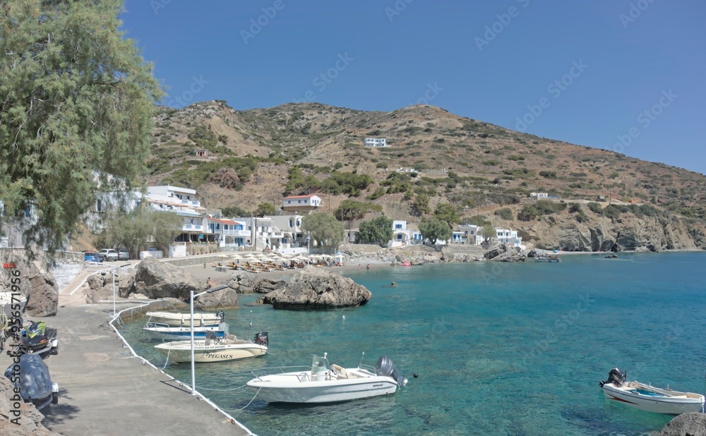 Agios Nikolaos is a small fishing village nearf Spoa on Karpathos island, Greece, which has small beaches Agios Nikolaos is a small fishing village nearf Spoa on Karpathos island, Greece, which has small beaches