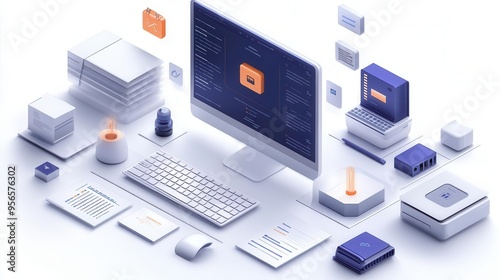 digital workspace showcasing document management system with aipowered compliance checks file organization and regulatory icons