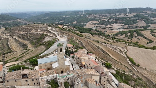 El pueblo de Conesa(Tarragona), desde el aire. photo