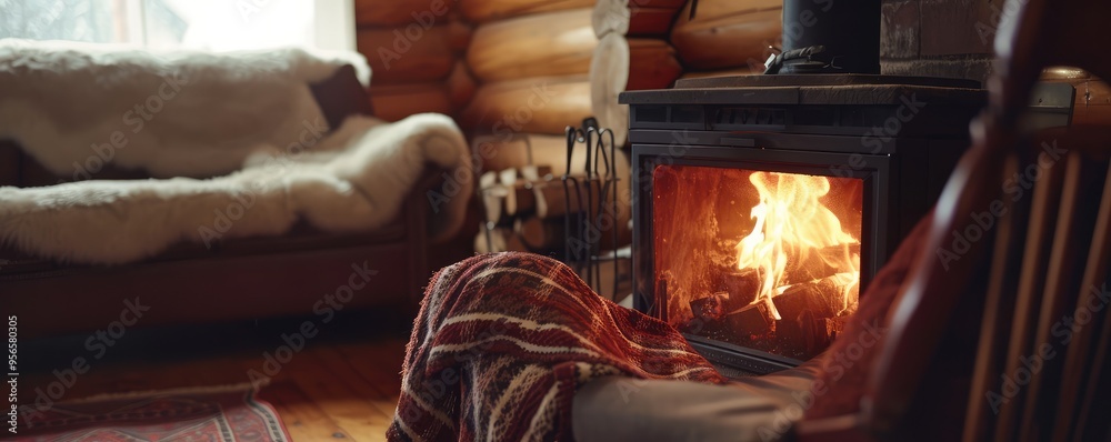 Cozy fireplace with a warm and inviting glow