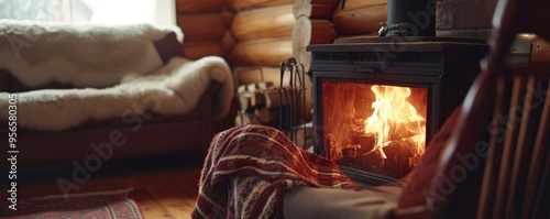 Obraz na płótnie Cozy fireplace with a warm and inviting glow w salonie