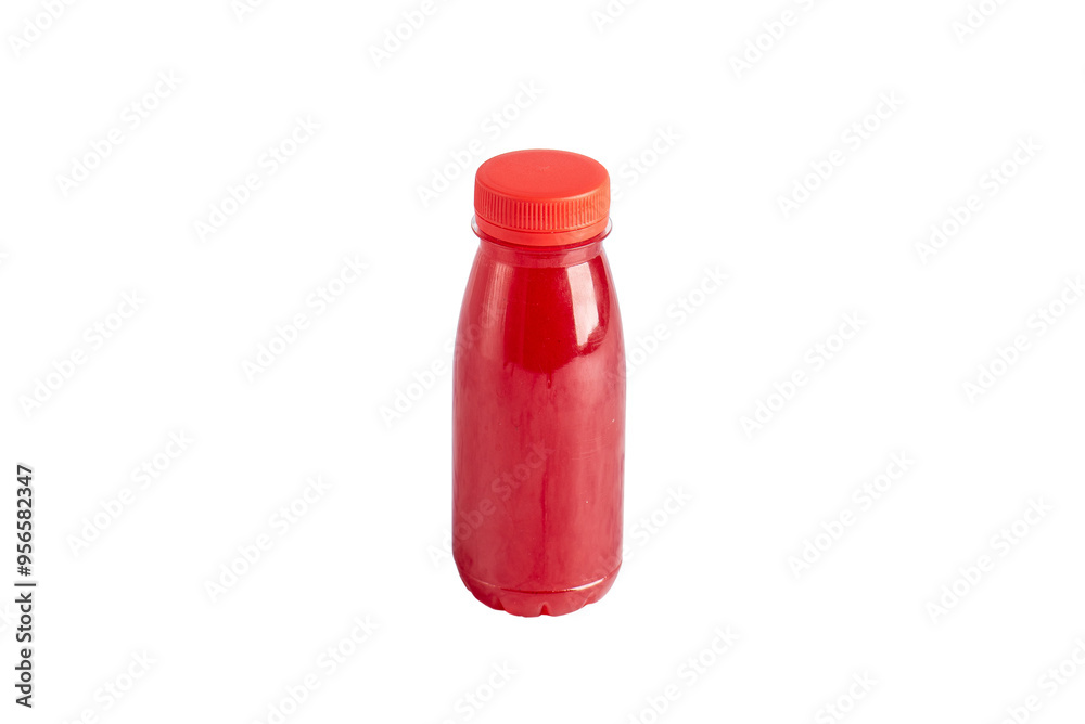 Bottle with red liquid isolated on white Bottle with red liquid isolated on white