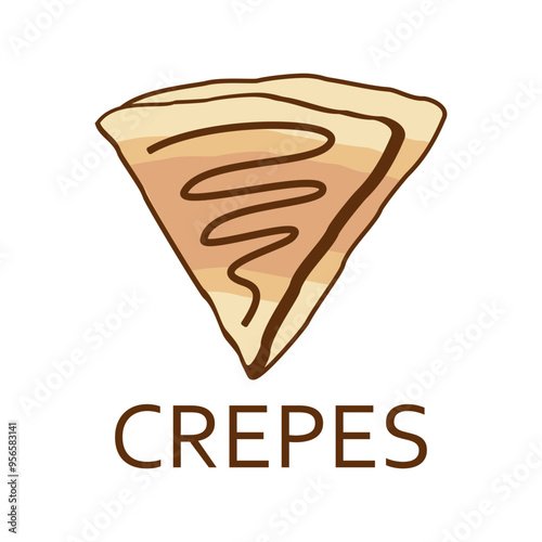 Crepes logo design emblem vector illustration template delicious sweet chocolate