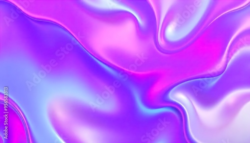 Colorful abstract background made of holographic metal foil. fluid shapes in shades of pink, purple, and blue, liquid metal, foil, wavy with shiny texture.