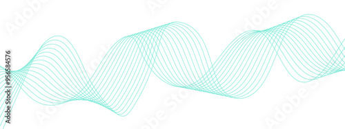 Minimalist Abstract Wavy Line Design – Dynamic Fluid Background with Teal Gradient for Modern Art, Technology, and Motion Graphics. Science frequency gradient lines with blue