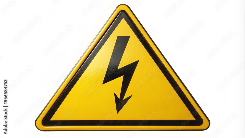 Yellow triangle with black outline and exclamation mark, indicating caution and warning of potential electrical shock or hazard, on a white background. Yellow triangle with black outline and exclamation mark, indicating caution and warning of potential electrical shock or hazard, on a white background.