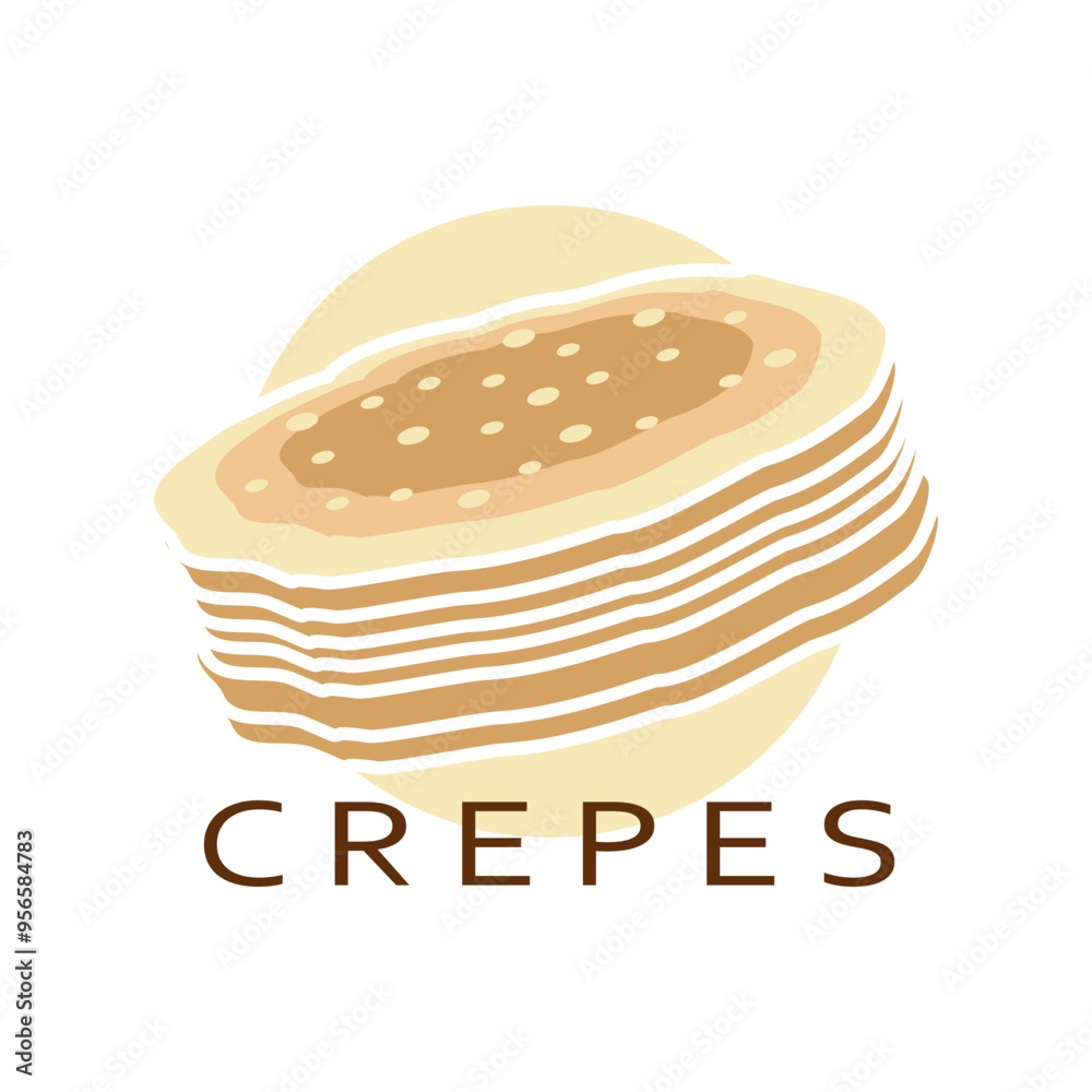 Crepes logo icon illustration template in circle Crepes logo icon illustration template in circle