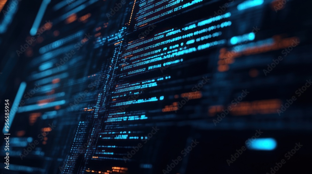 Fototapeta premium Digital Code Interface - Blue and Orange