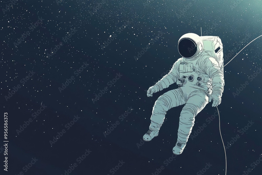 Astronaut Floating in Space with Stars in the Background