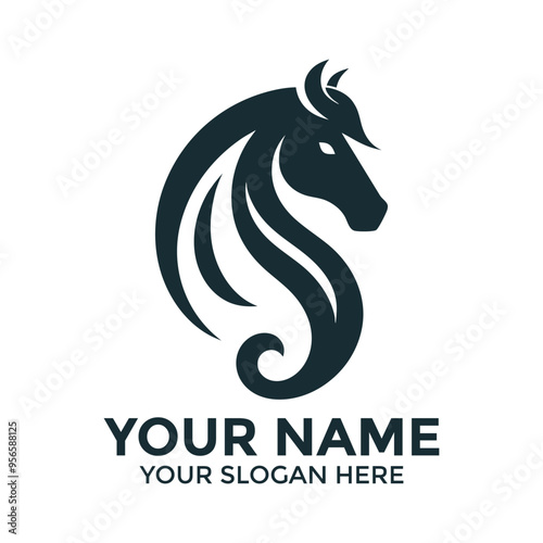 creative elegant horse logo icon, vector illustrations, symbol, An elegant creative minimal horse head logo symbol icon silhouette design vector photo