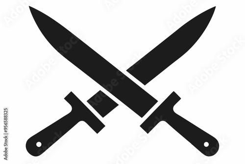 
Two knives crossed vector, Crossed swords icon, knife silhouette
