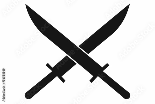 
Two knives crossed vector, Crossed swords icon, knife silhouette
