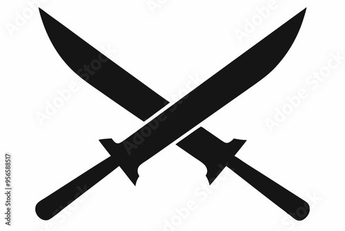 
Two knives crossed vector, Crossed swords icon, knife silhouette
