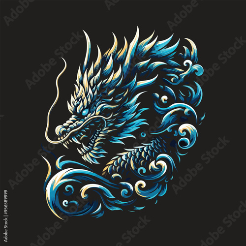 an illustration design that seamlessly combines the ferocity of a dragon with mystical allure 35