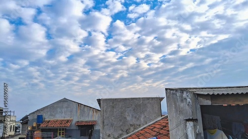 Wallpaper Mural Beautiful could pattern in the blue sky,view of the sky from the top of the house Torontodigital.ca