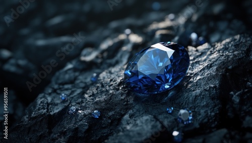 A Large, Brilliant Sapphire Resting on a Rough Surface