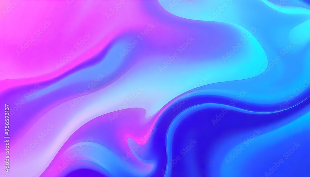 Obraz premium Colorful abstract Holographic background. fluid shapes in shades of pink, purple, and blue, liquid metal, foil, wavy with shiny texture. purple and blue holo fluid shapes colorful background