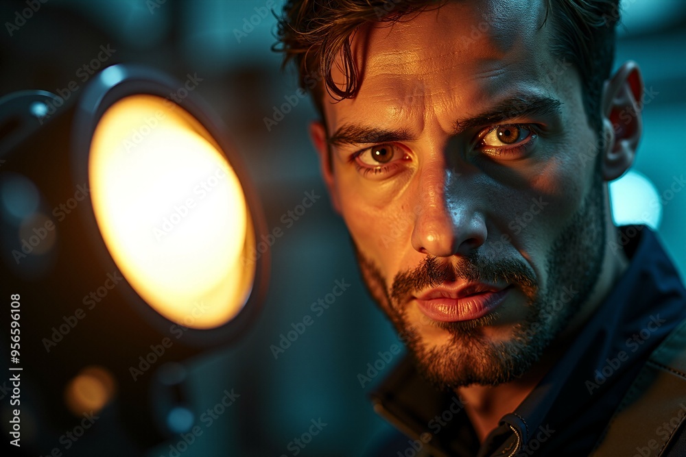 Portrait of a bearded man staring directly into the lens Portrait of a bearded man staring directly into the lens