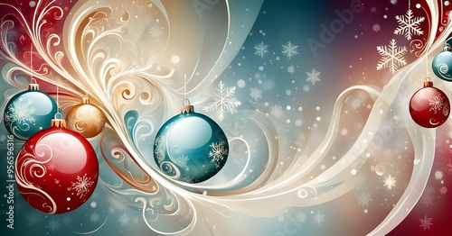 Fototapeta Naklejka Na Ścianę i Meble -  abstract illustration wallpaper of christmas symbols with swirling vibrant colors and soft textures