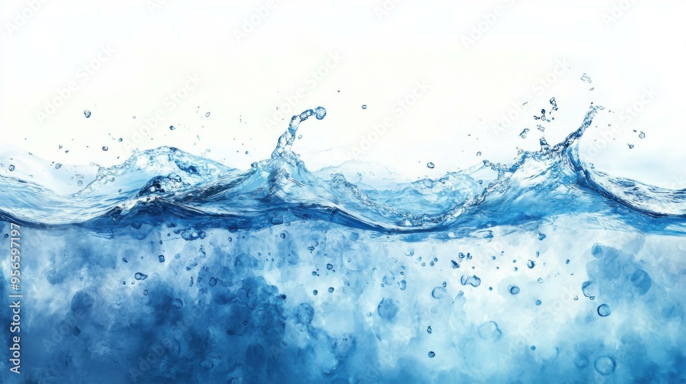 Water Splash: Blue Water Droplets and Surface Texture Water Splash: Blue Water Droplets and Surface Texture