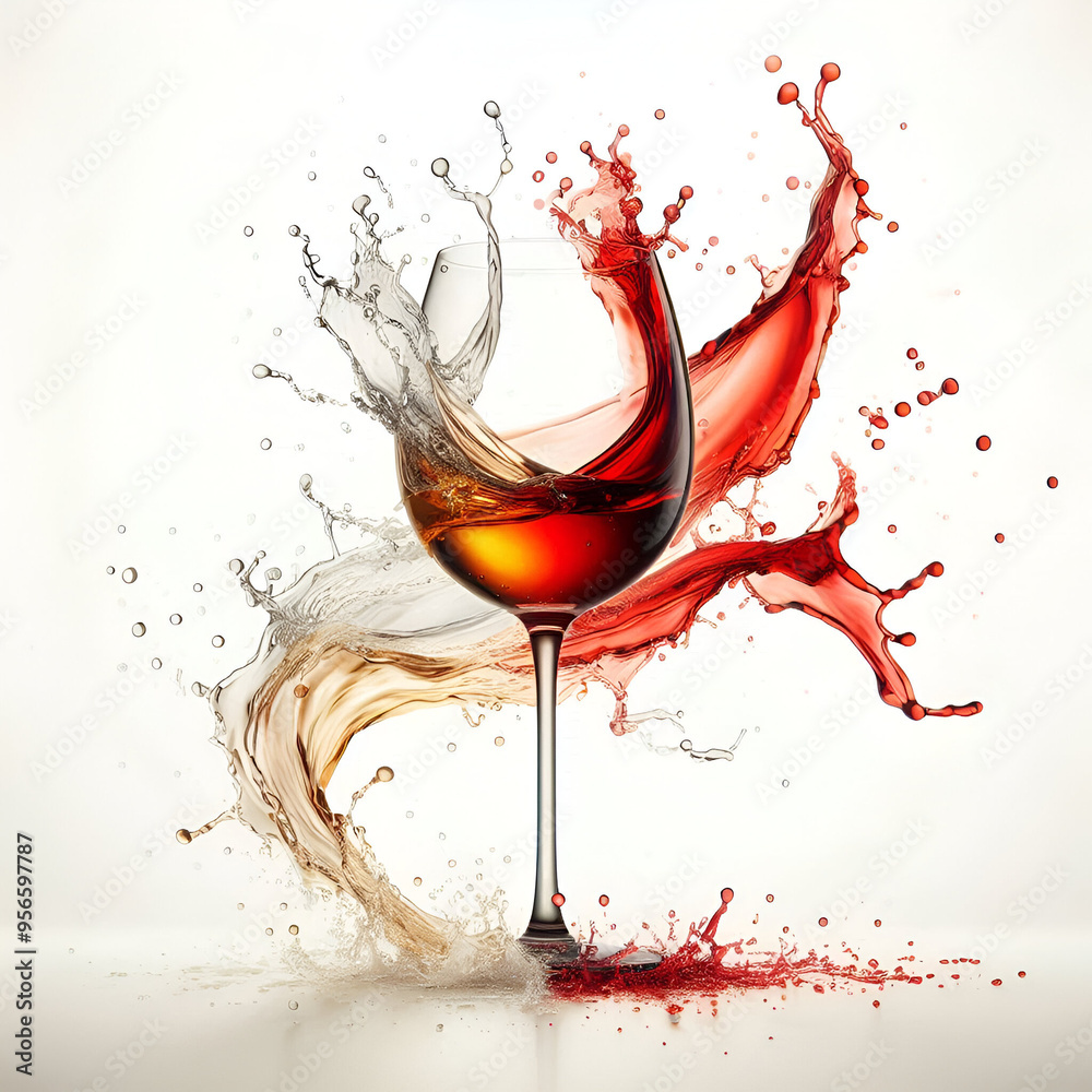 Fototapeta premium red and white Wine splash