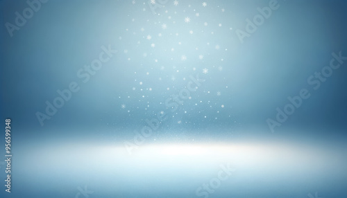 A blue sky with a white cloud and snowflakes falling from it