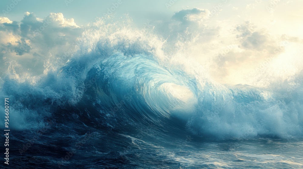 Powerful Ocean Wave Crashing in Dramatic Sky Powerful Ocean Wave Crashing in Dramatic Sky
