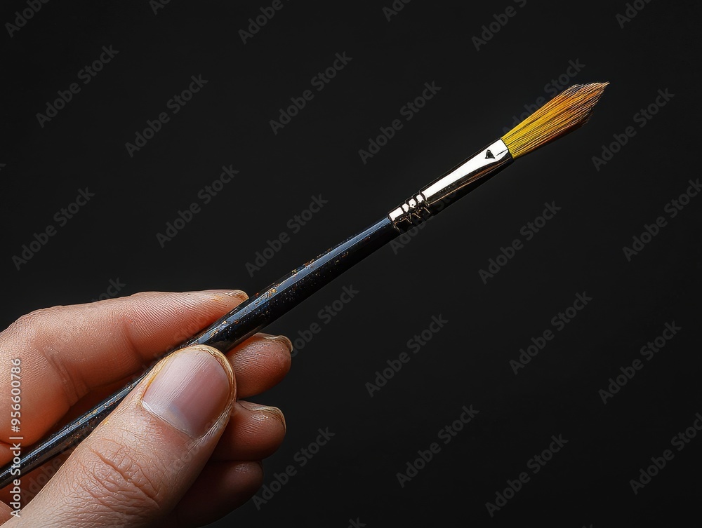 Hand Holding Paintbrush. generative ai illustration. Hand Holding Paintbrush. generative ai illustration.