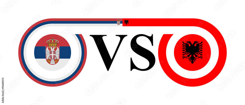 concept between serbia vs albania. vector illustration isolated on white background concept between serbia vs albania. vector illustration isolated on white background