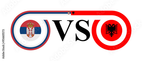 concept between serbia vs albania. vector illustration isolated on white background