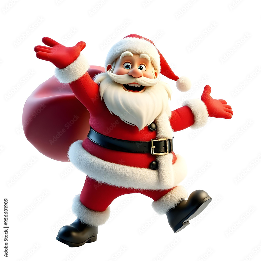 Santa Claus with bag of gifts isolated on a transparent background. 3d illustration. Santa Claus with bag of gifts isolated on a transparent background. 3d illustration.