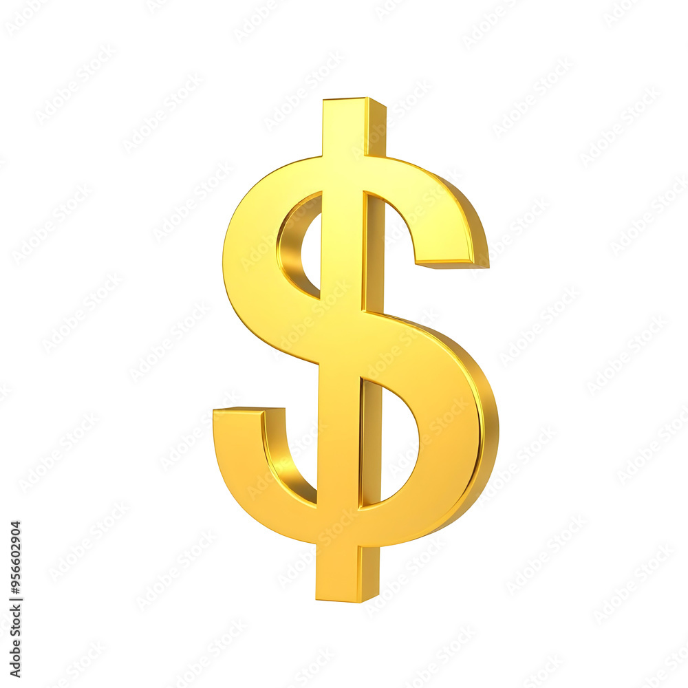 Golden dollar sign isolated on transparent background. 3d render. Golden dollar sign isolated on transparent background. 3d render.