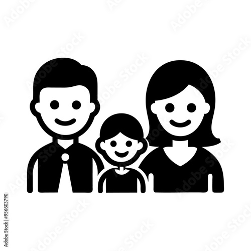 Silhouette black family icon and vector graphic isolated on white