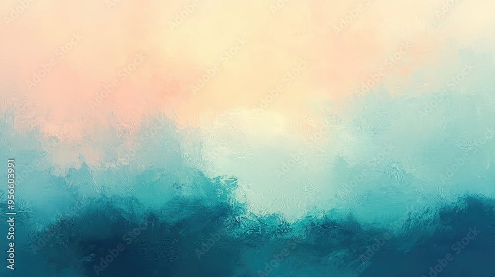 Abstract Painting with Blue and Peach Hues Abstract Painting with Blue and Peach Hues