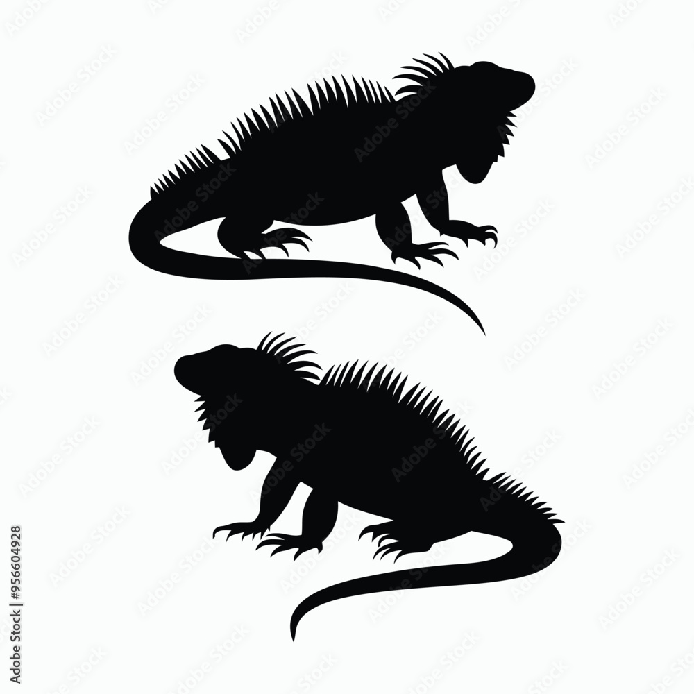 Fototapeta premium Iguana Silhouette Vector Set Animals Illustration Template