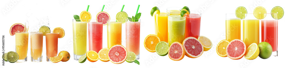 An isolated background of oranges, grapefruits, lemons, and limes, isolated over white. An isolated background of oranges, grapefruits, lemons, and limes, isolated over white.