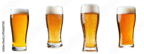 Fresh beer glass isolated on white background