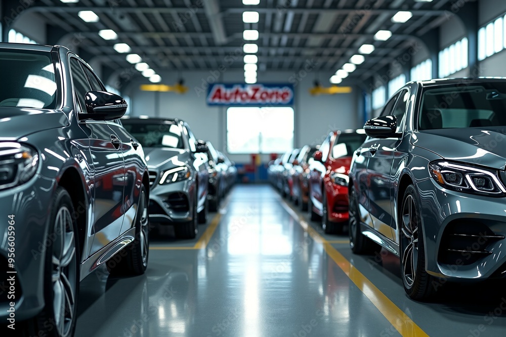 A row of cars parked inside a building, possibly an indoor parking lot or garage
