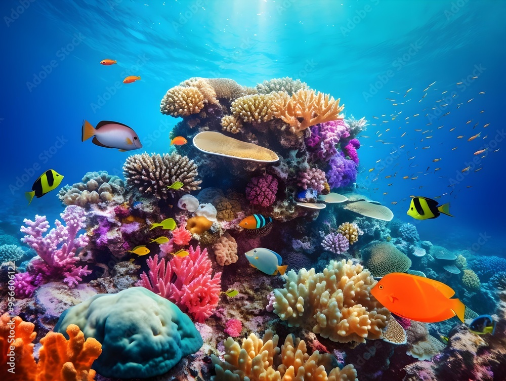 Naklejka premium coral reef with fish