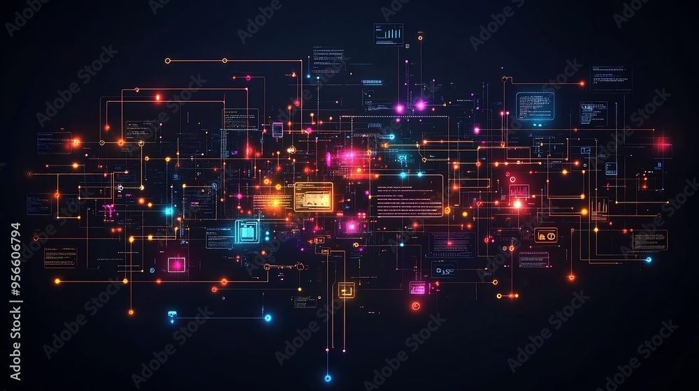 Naklejka premium Mind map of web development frameworks tools such as HTML CSS JavaScript and React