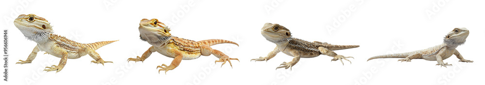 Obraz premium White background with a bearded dragon - Pogona vitticeps