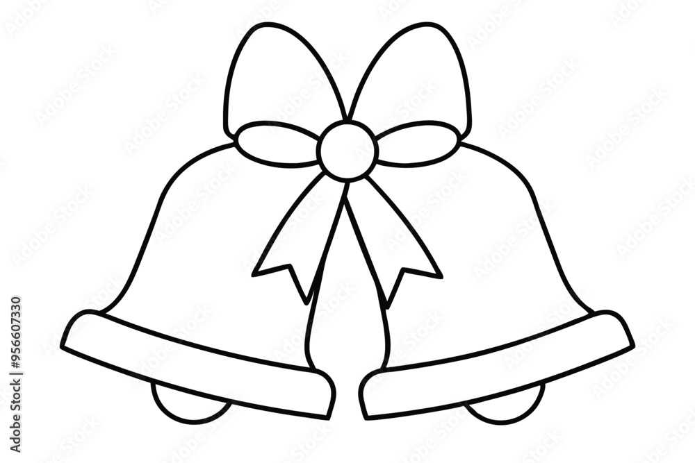 Two bell's with ribbon bow line art vector illustration Two bell's with ribbon bow line art vector illustration