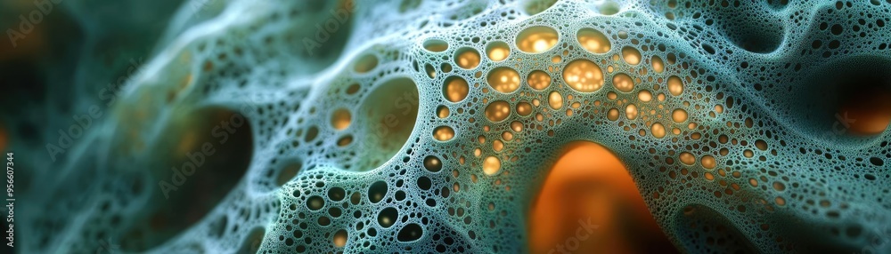 Alien plant surface texture, with bioluminescent spots, organic grooves, and a soft, fleshy surface, 3D texture Alien plant surface texture, with bioluminescent spots, organic grooves, and a soft, fleshy surface, 3D texture