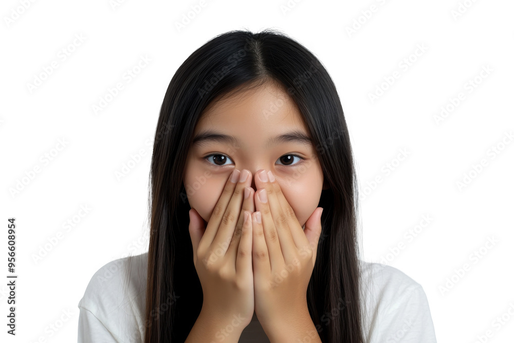 Surprised Young Asian Girl Isolated on Transparent Background Surprised Young Asian Girl Isolated on Transparent Background