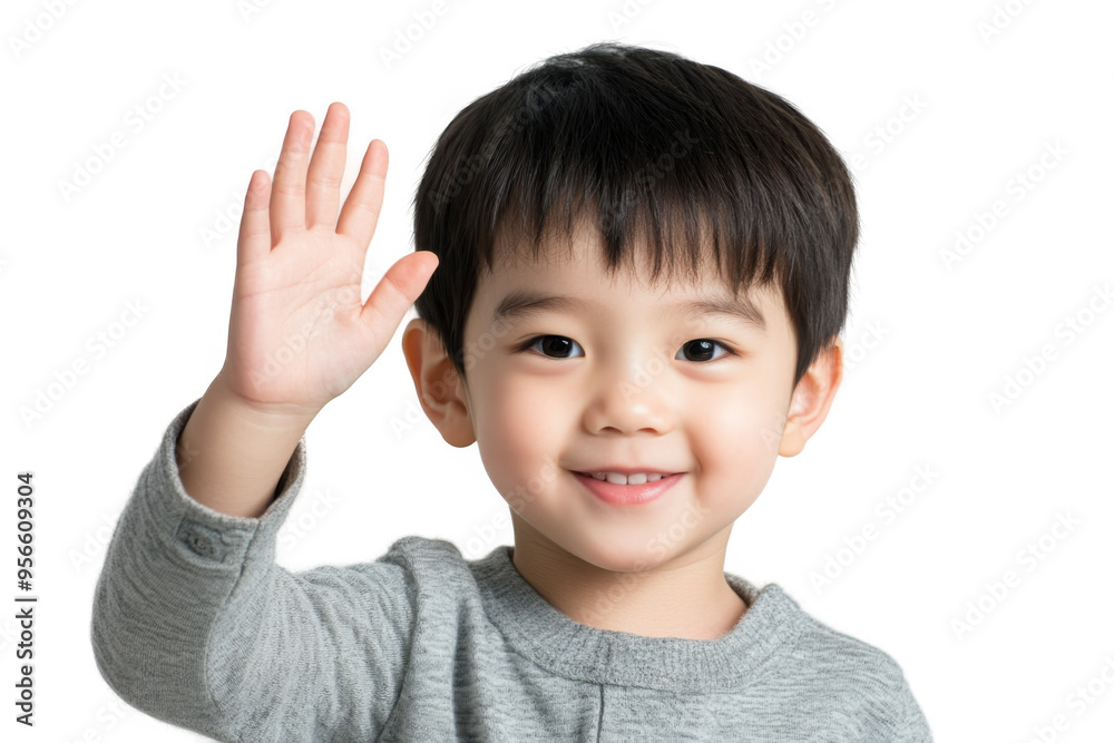 Smiling Asian Toddler Waving Hand Isolated on Transparent Background for Childcare and Education Smiling Asian Toddler Waving Hand Isolated on Transparent Background for Childcare and Education