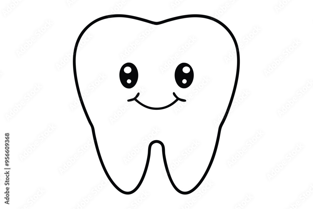Cute Happy tooth line art vector illustration Cute Happy tooth line art vector illustration