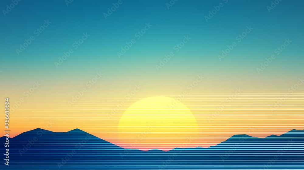 Futuristic neon retro wave background. Retro low poly grid landscape mountain terrain with set of glowing outrun sun vector illustration template Futuristic neon retro wave background. Retro low poly grid landscape mountain terrain with set of glowing outrun sun vector illustration template