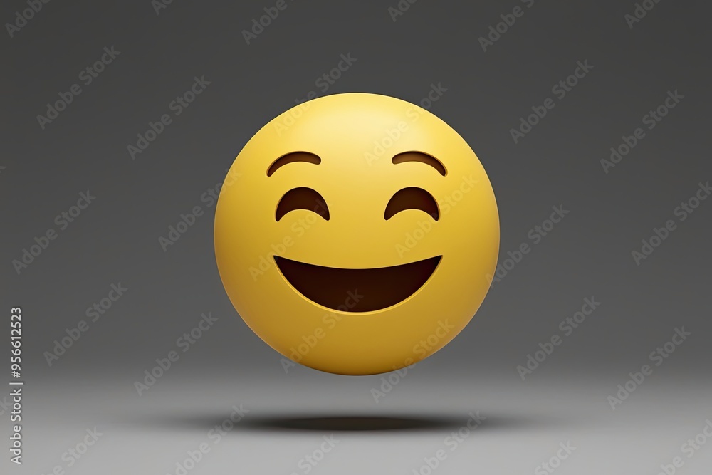 Fototapeta premium Tranquil Emoticon with Easygoing Expression and Minimalist Design in Yellow