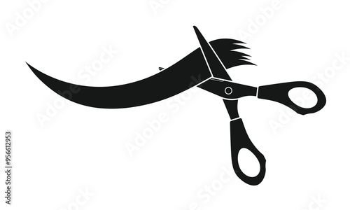 Haircut scissors and hair vector illustration