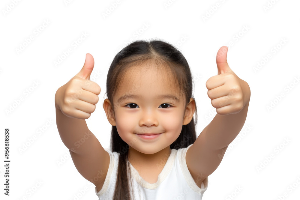 Happy Asian Child Giving Thumbs Up on Gradient Background for Positive Messaging Happy Asian Child Giving Thumbs Up on Gradient Background for Positive Messaging